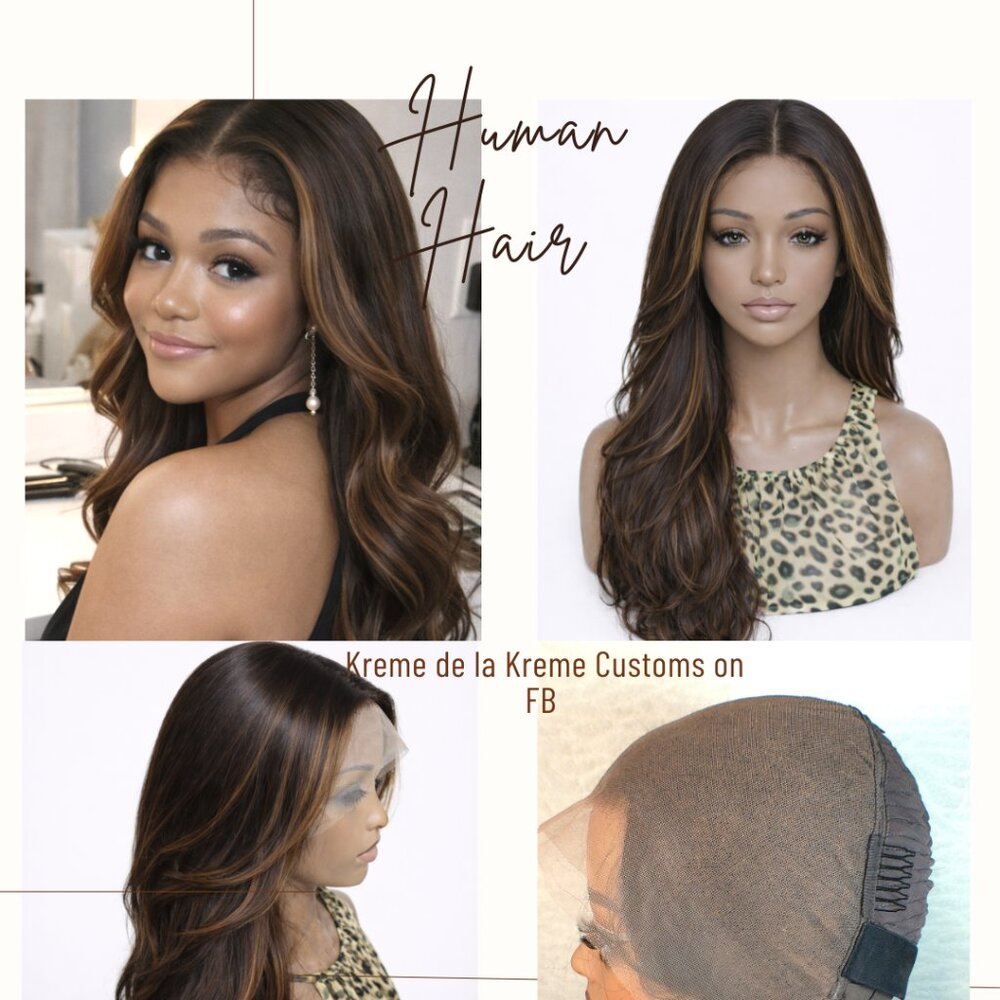 ✨20-22 Inch Layered & Styled Human Hair Lace Wig With Highlights Virgin Color✨